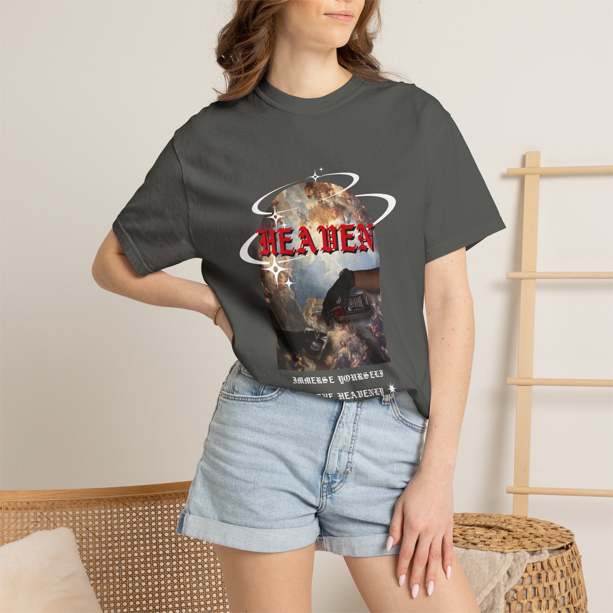 Heaven Arch Graphic T-Shirt — Vintage Angel & Cloud Artwork