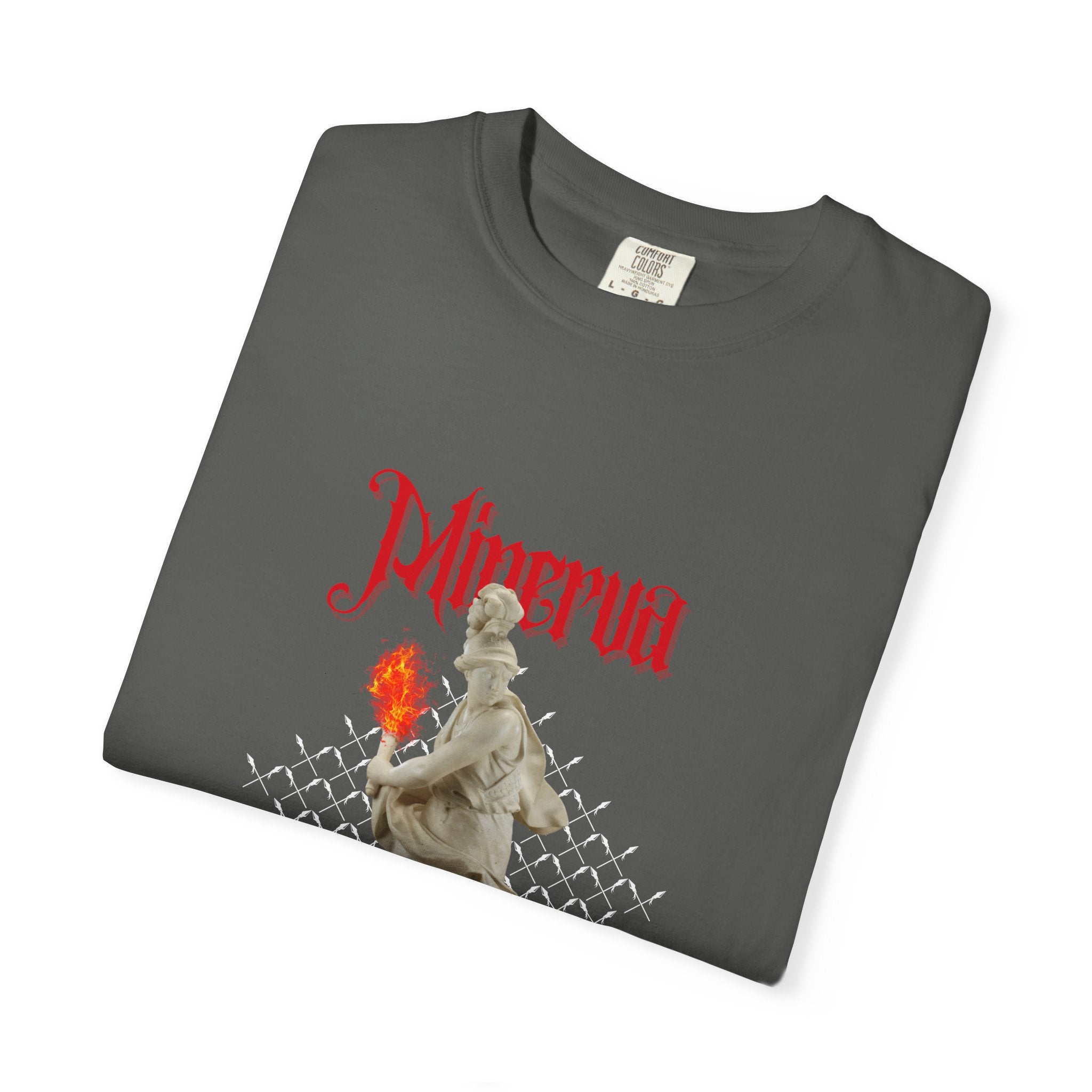 Inferno Statue Graphic T-Shirt — Gothic Flame Art Tee