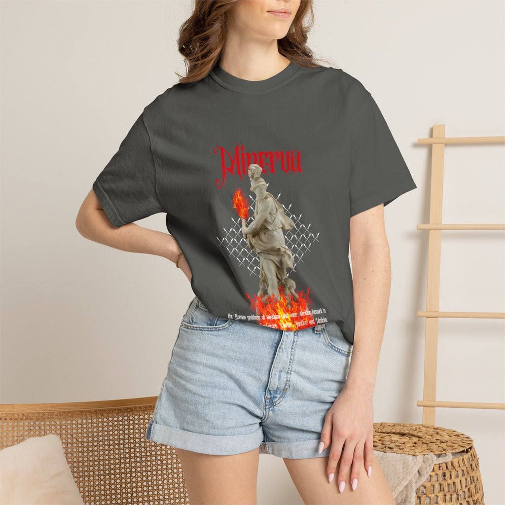 Inferno Statue Graphic T-Shirt — Gothic Flame Art Tee