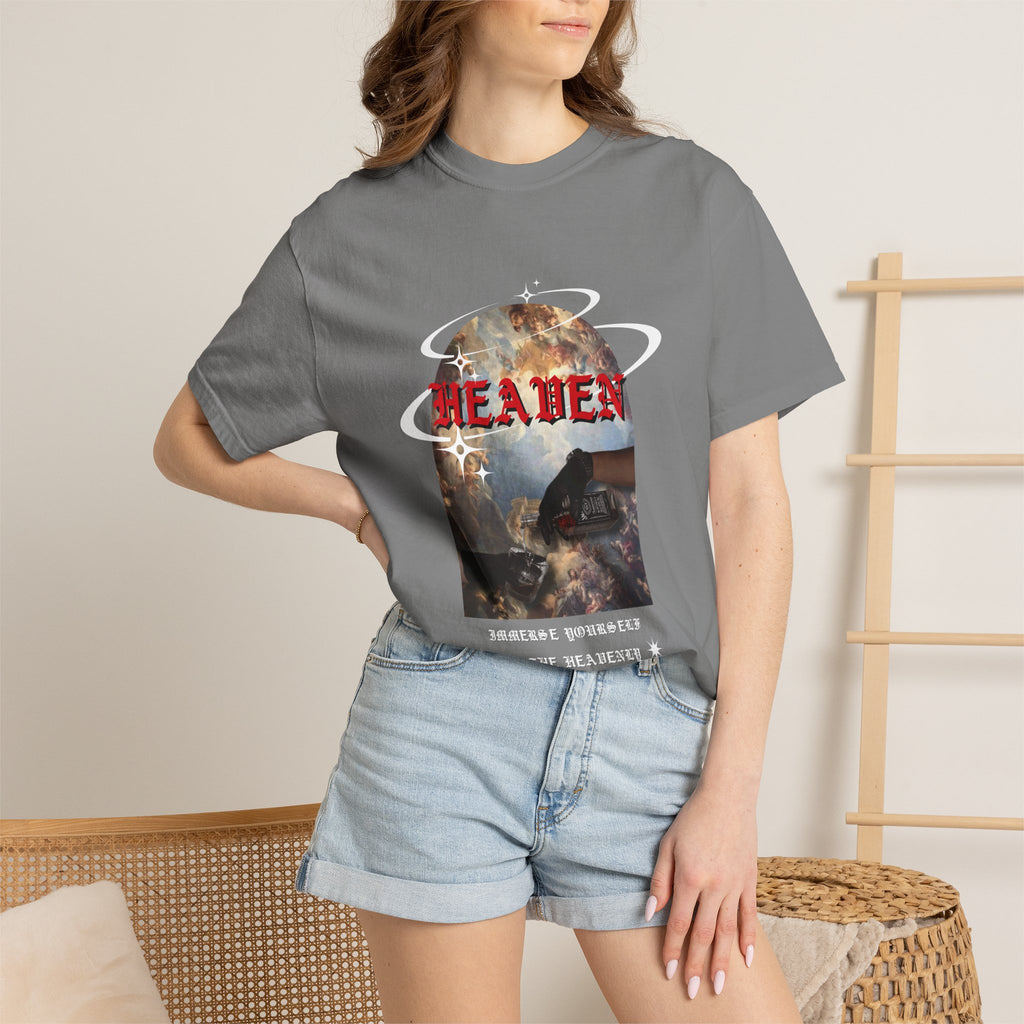 Heaven Arch Graphic T-Shirt — Vintage Angel & Cloud Artwork