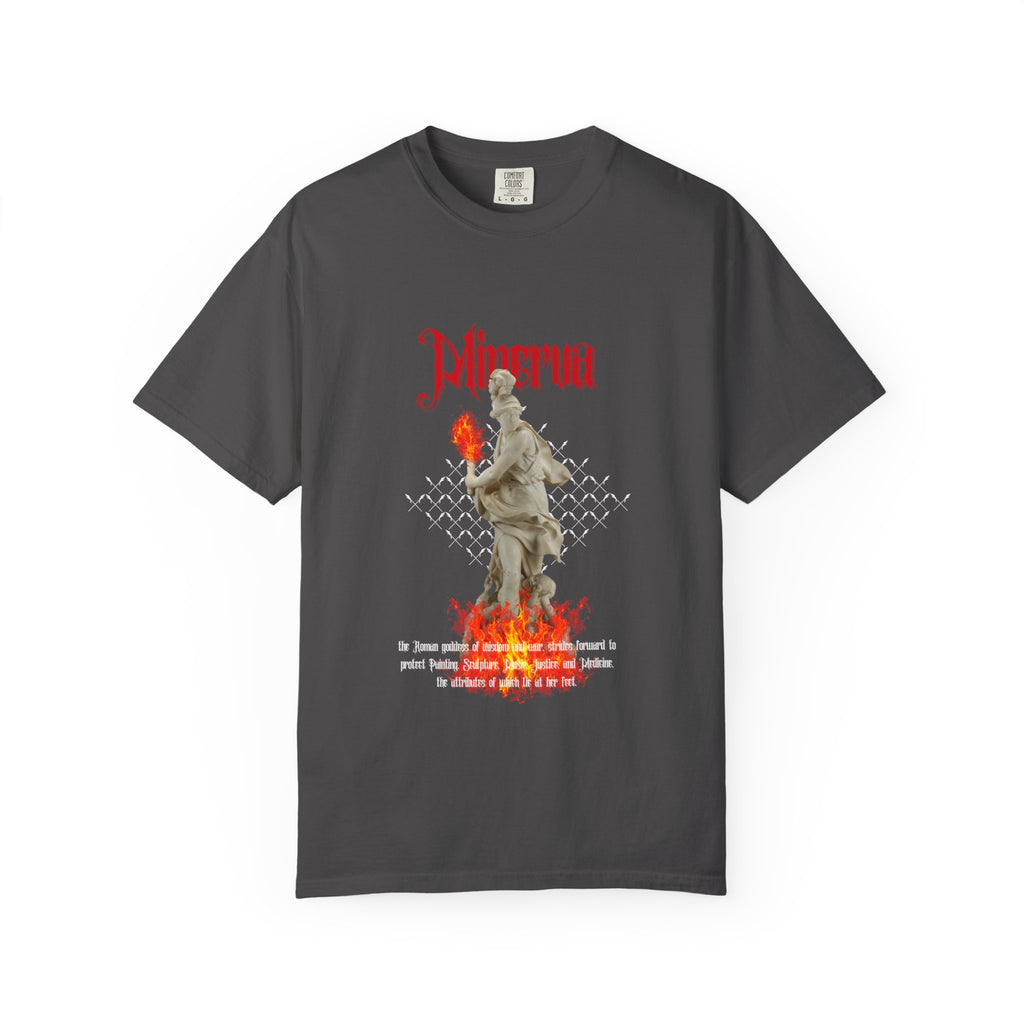 Inferno Statue Graphic T-Shirt — Gothic Flame Art Tee